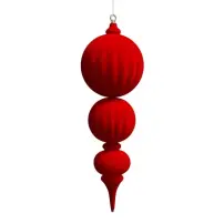 Pendente Magnum 3 Sfere Velluto Rosso 20X64Cm Plastica MERCURY