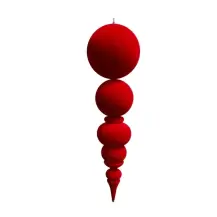 Pendente Magnum 4 Sfere Velluto Rosso 20X75Cm Plastica MERCURY