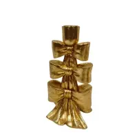 Portacandela Fiocco Floccato Oro 11X8X20Cm Poliresina MERCURY