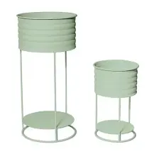 Portavaso Metallo Verde, 26X53 cm, Portapiante Alto, Supporto Vaso, Po