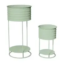 Portavaso Metallo Verde, 26X53 cm, Portapiante Alto, Supporto Vaso, Po