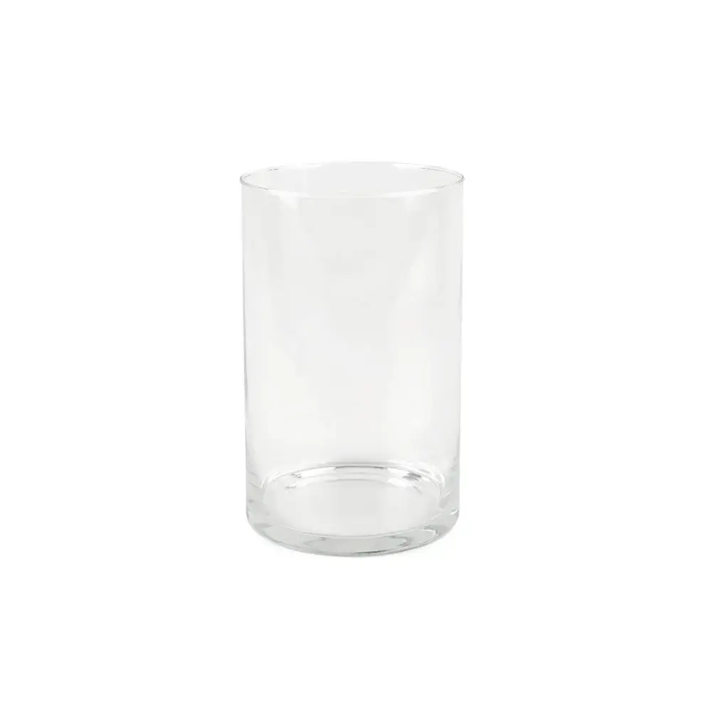 Vaso Cilindro In Vetro Trasparente, Decorativo 19X30 cm, Moderno, Per 