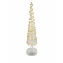 Albero Di Natale Decorativo con Perline E Luci, In Vetro, Addobbo Nata