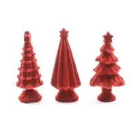 Albero Di Natale Rosso Floccato In Resina Assortito, Addobbo Natalizio