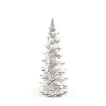 Albero Natalizio Bianco E Oro In Resina 11X27 cm, Decorazione Di Natal