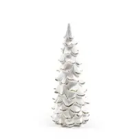 Albero Natalizio Bianco E Oro In Resina 11X27 cm, Decorazione Di Natal