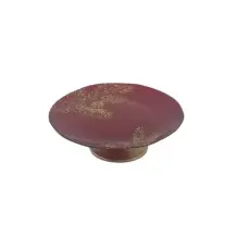 Alzata Decorata Rosso E Oro In Vetro 26X9 cm, Piatto Natalizio Elegant