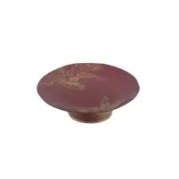 Alzata Decorata Rosso E Oro In Vetro 26X9 cm, Piatto Natalizio Elegant