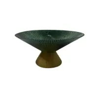 Alzata Verde E Oro In Vetro 27X13,5 cm, Piatto Elegante Per Dolci Tavo