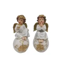 Angelo Decorativo In Poliresina 12X11X23,5 cm, Statuina Natalizia Asso