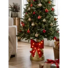 Base Per Albero Di Natale A Campana con Fiocco E Luci Led, Copribase N
