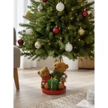 Base Per Albero Di Natale con Orsi E Pacco Regalo, Copribase Natalizio
