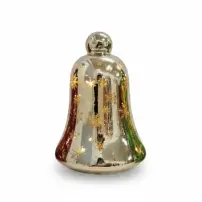 Campana Di Natale Oro Lucido In Vetro con Luci 12X17 cm, Decorazione N