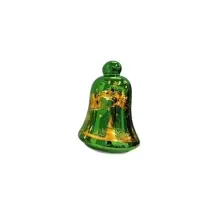 Campana Di Natale Verde Lucido In Vetro con Luci 12X17 cm, Decorazione