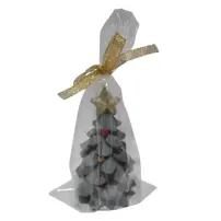 Candela Albero Di Natale In Cera 7X12 cm, Decorativa Natalizia Per Tav