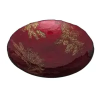 Centrotavola Decorato Rosso E Oro 31X5 cm In Vetro, Piatto Decorativo 