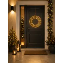 Corona Natalizia In Metallo 58 cm, 1800 Luci Led, Trasformatore 12V 9W