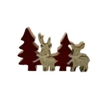 Decorazione Natalizia In Legno Floccato 24X2X15 cm, Addobbo Per Casa, 