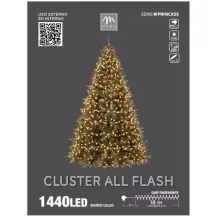 Filo Cluster Luci Natalizie 1440 Led Bianco Caldo, Cavo Trasparente, 1