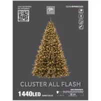 Filo Cluster Luci Natalizie 1440 Led Bianco Caldo, Cavo Trasparente, 1