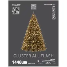 Filo Cluster Luci Natalizie 1440 Led Bianco Caldo, Cavo Verde, 18 M, C