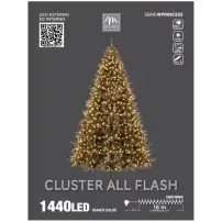 Filo Cluster Luci Natalizie 1440 Led Bianco Caldo, Cavo Verde, 18 M, C
