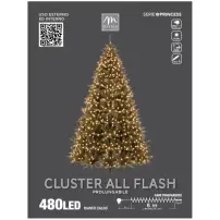 Filo Cluster Luci Natalizie 480 Led Bianco Caldo, Cavo Trasparente, 6 