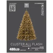 Filo Cluster Luci Natalizie 480 Led Bianco Caldo, Cavo Verde, 6 M, Cat