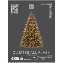 Filo Cluster Luci Natalizie 480 Led Bianco Caldo, Cavo Verde, 6 M, Cat