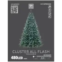 Filo Cluster Luci Natalizie 480 Led Bianco, Cavo Trasparente, 6 M, Cat