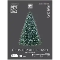 Filo Cluster Luci Natalizie 480 Led Bianco, Cavo Verde, 6 M, Catena Lu