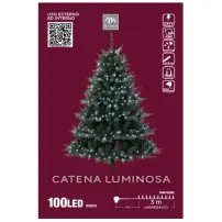 Filo Luci Natalizie 100 Led Bianco, Cavo Verde, 3 M, Catena Luminosa D