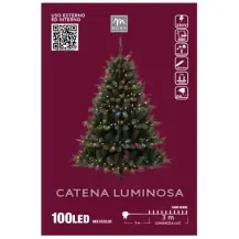 Filo Luci Natalizie 100 Led Multicolore, Cavo Verde, 3 M, Catena Lumin