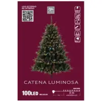 Filo Luci Natalizie 100 Led Multicolore, Cavo Verde, 3 M, Catena Lumin