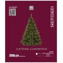 Filo Luci Natalizie 200 Led Bianco Caldo, Cavo Verde, 6 M, Catena Lumi
