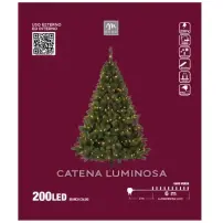 Filo Luci Natalizie 200 Led Bianco Caldo, Cavo Verde, 6 M, Catena Lumi