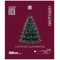 Filo Luci Natalizie 200 Led Bianco, Cavo Verde, 6 M, Catena Luminosa D