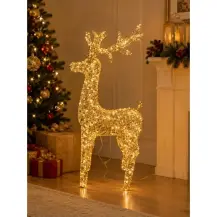 Renna Natalizia Oro con Movimento E 530 Luci Led, Decorazione In Metal