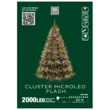 Serie Microled Di Natale, 2000 Led Bianco Caldo con Flash, Filo Verde,
