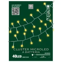 Serie Microled Di Natale, 40 Led Bianco Caldo con Flash, Filo Argento,