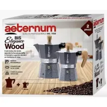 Set Bialetti Bis Elegance Wood: Moka 1 e 3 Tazze in Alluminio