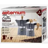 Set Bialetti Bis Elegance Wood: Moka 1 e 3 Tazze in Alluminio