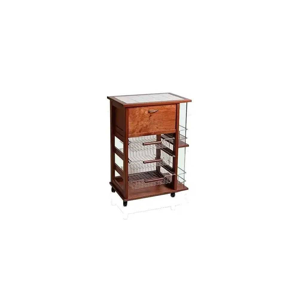 Carrello Vesuvio Portapane e Portabottiglie Ciliegio MASLEGNO