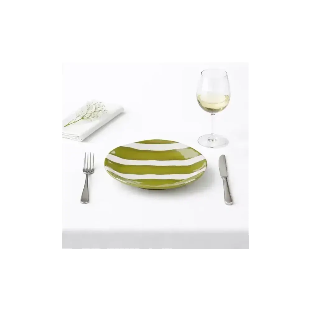 Guzzini Riviera Piatto Dessert Verde Avocado a Righe – Design a Righe
