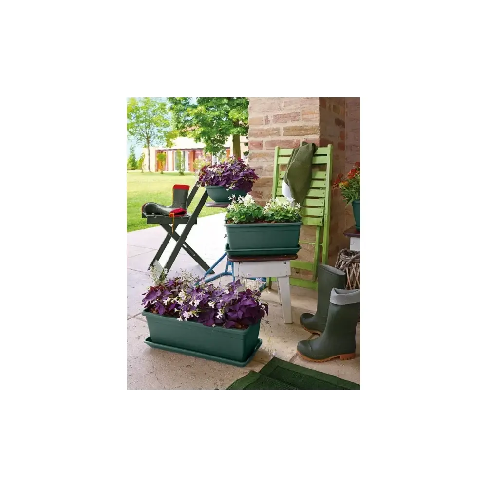 Fioriera Naxos Antracite 40x20 cm Vaso Rettangolare Plastica 8 Litri
