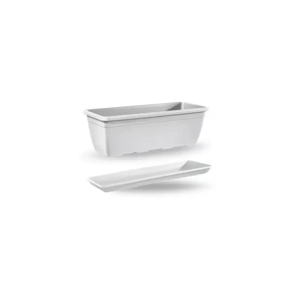 Fioriera Naxos Bianco 60x20 cm Plastica con Sottocasetta Veca