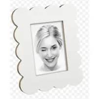 Portafoto 13x18 in Legno Laccato Bianco con Bordo Oro Mascagni
