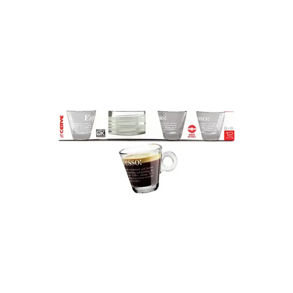 Confezione 6 Tazze Caffe Nadia con Piattino 80cc Dec Dictionary Cervè