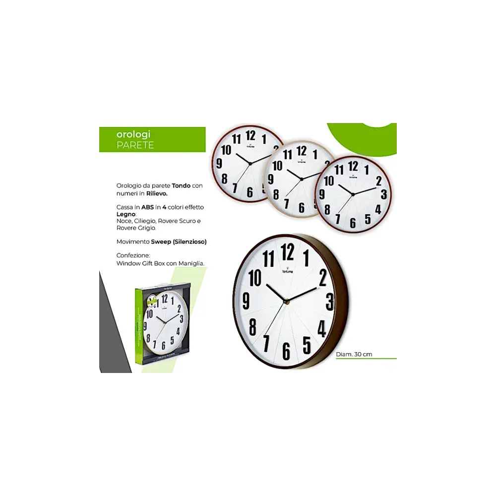 Orologio da Parete 1888/10 Effetto Legno 30cm Virtime