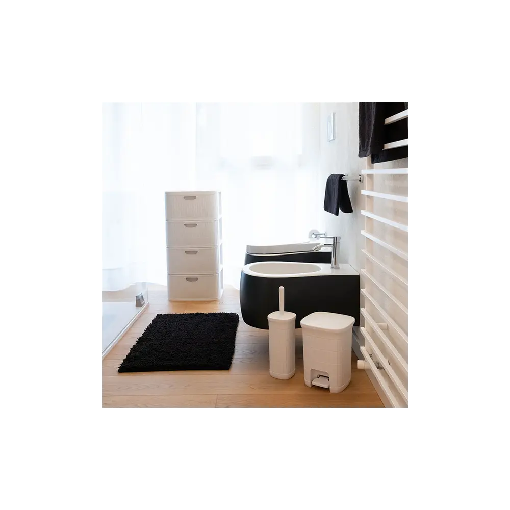 Cassettiera Domus 4 Cassetti Mocha Mousse in Plastica Rigenerata 40x40x80 cm Stefanplast 90104
